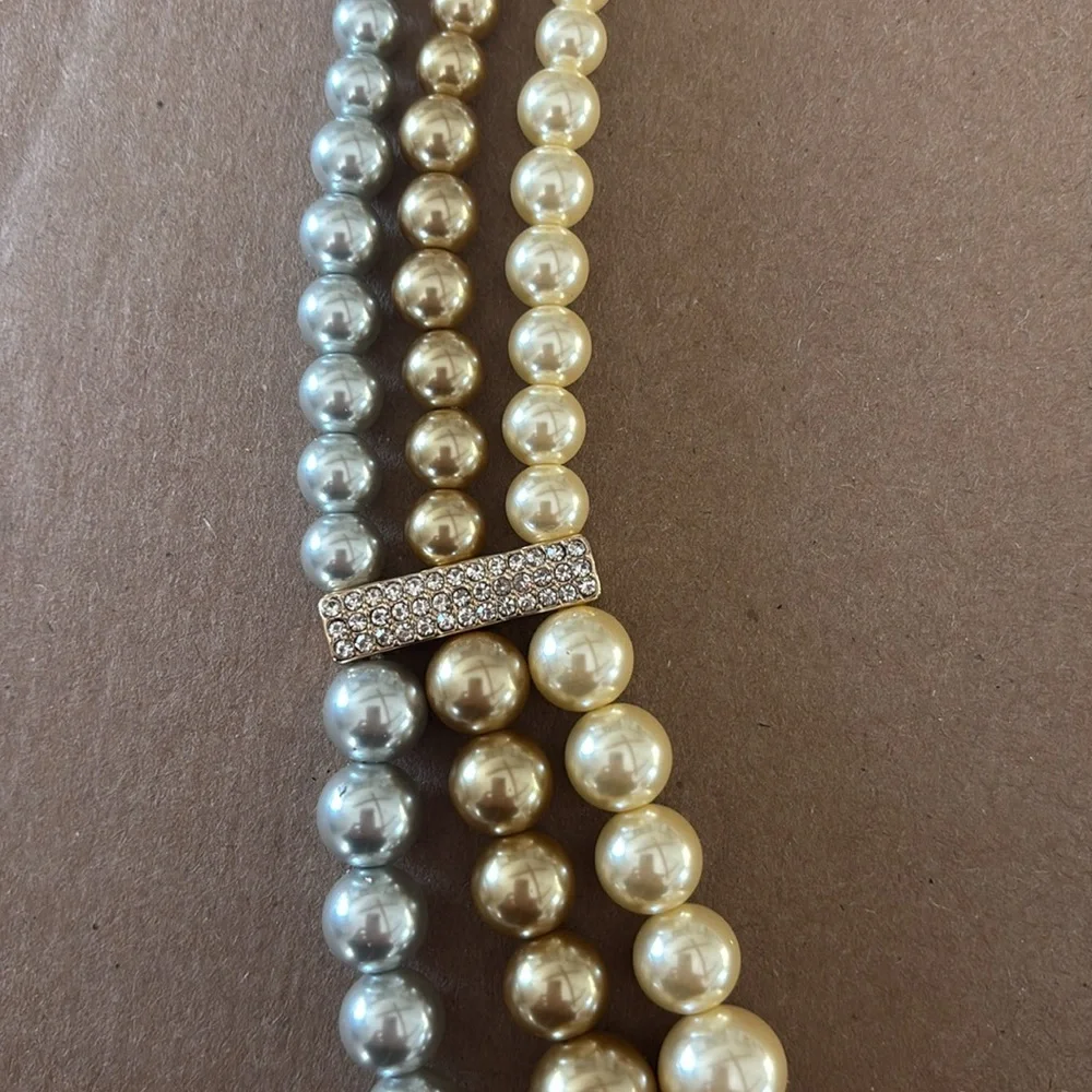 Charter Club Multi-Strand Faux Pearl Necklace – Gold, Ivory & Silver - Picture 3 of 3